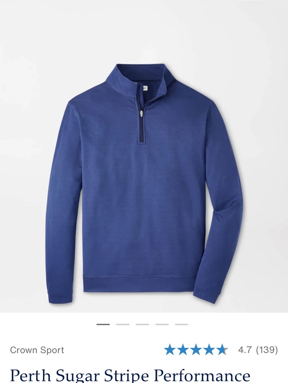 Men’s Peter Millar Blue Perth Sugar Stripe Performance Quarter-Zip Sweater